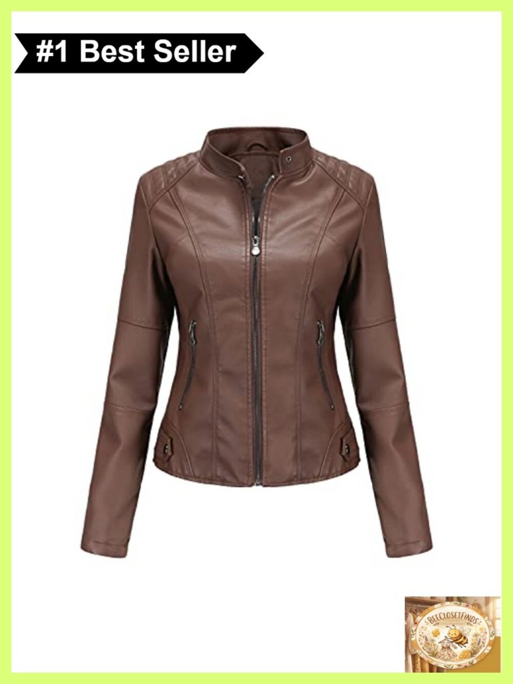 Faux Leather Jacket Women Bomber Belted Motorcycle Moto Biker Coat Slim Fit Zip
